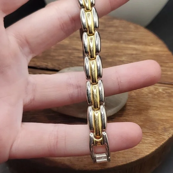 B2916 pain relief gold tone bracelet two tone